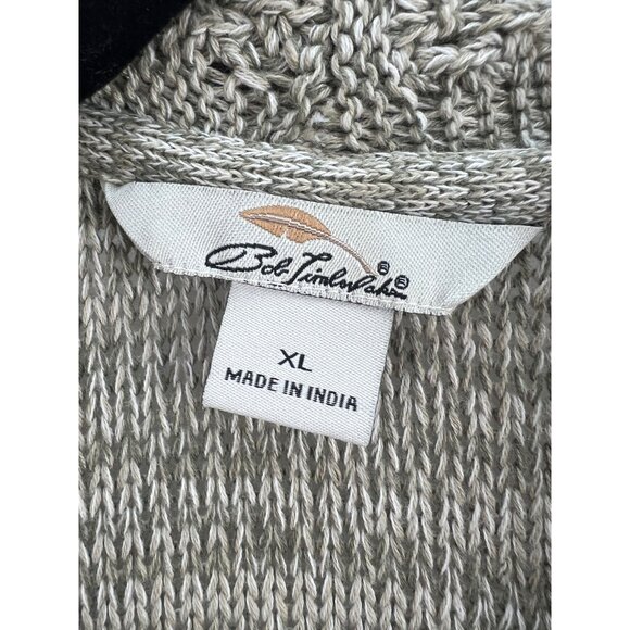 Bob Mackie XL Beige Open-Front Long Duster Knit Cardigan Sweater For Women - Picture 3 of 4